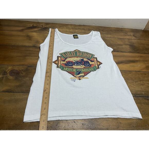 Vintage 1990 Harley Davidson Double 3D Emblem Tank Live To Ride Size Large - Picture 7 of 13